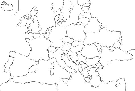 Die leere europakarte ohne länderbezeichnungen aber mit grenzen. Atlas Geográfico: Europa