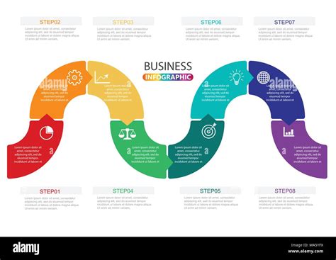 Timeline Infographics Design Template With 8 Options Process Diagram