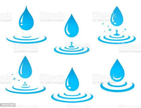 Set Of Blue Water Drop And Splash Stock Illustration Download Image