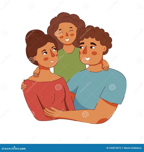 Familia Feliz Junto Padre Madre E Hija Ilustración Del Vector