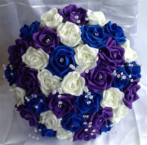 Wedding Flowers Artificial Purpleivoryroyal Blue Foam