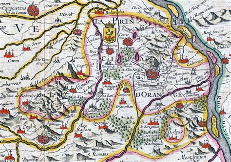 1633 Map Of The Principality Of Orange France Map Old Maps Vintage