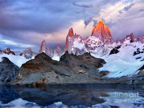 Patagonia Magical Mountains Sunrise Painting By Helena Bilkova Fine