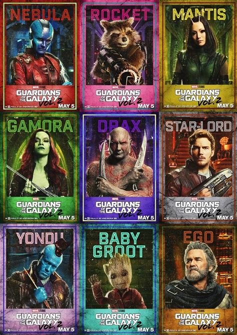 Guardians Of The Galaxy Vol Character Posters Films Marvel Marvel Dc