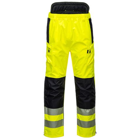 pw3 extreme rain pants reflective waterproof pants high cut elastic waist kneepad pockets