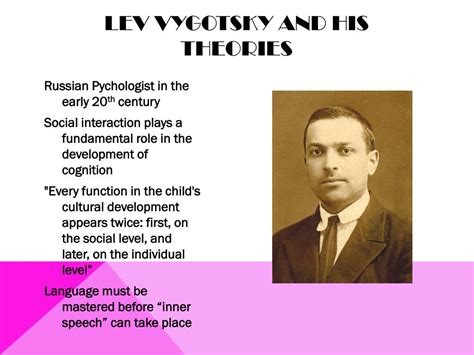 Vygotsky S Theory Of Cognitive Lev Vygotsky Lev Vygotsky 18961934