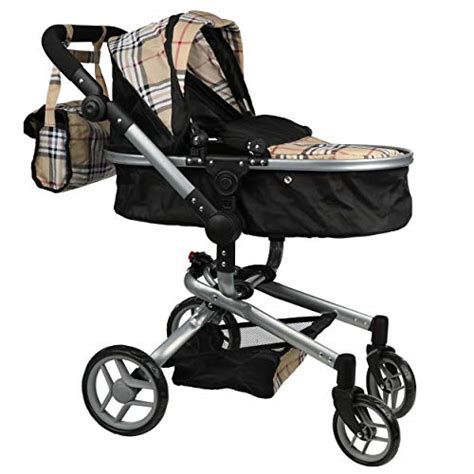 Mommy And Me 2 In 1 Deluxe Doll Stroller Extra Tall 32 High View All Photos 9695 Beige Plaid