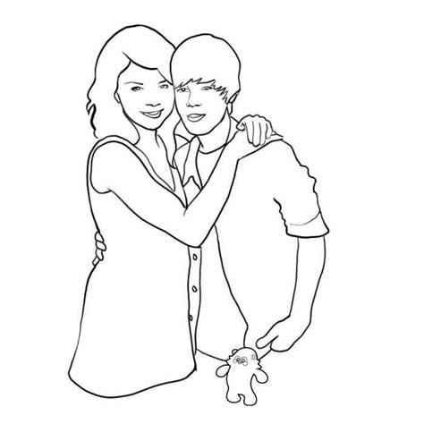 Justin Bieber And Selena Gomez Coloring Page Download Print Or Color
