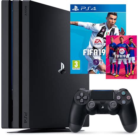 Sony Playstation 4 Pro Console Black 4k 1tb With Fifa 19 Ultimate