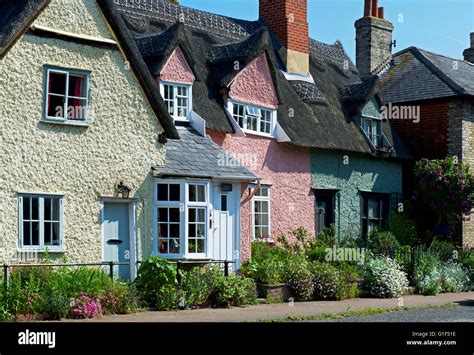 Cottages In The Village Of Cavendish Suffolk England Uk Stock Photo