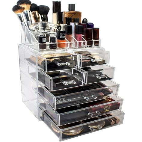 Acrylic Makeup Organizer With 6 Drawers And 16 Slots Jewelry Cosmetics