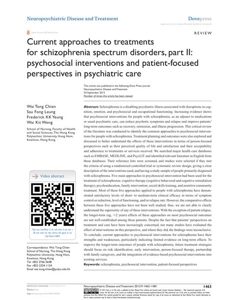 Pdf Current Approaches To Treatments For Schizophrenia Spectrum