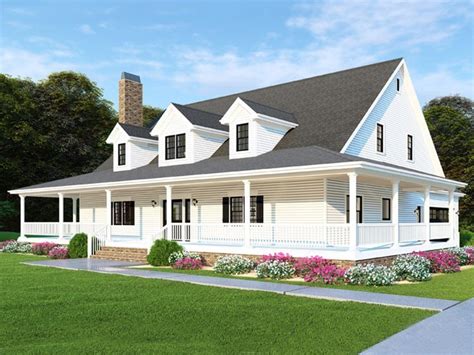 074h 0085 Two Story Farmhouse With Wrap Around Porch Country