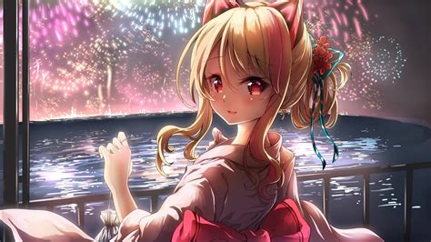 Anime Girl With Fireworks Wallpaper 5k Hd Id3729