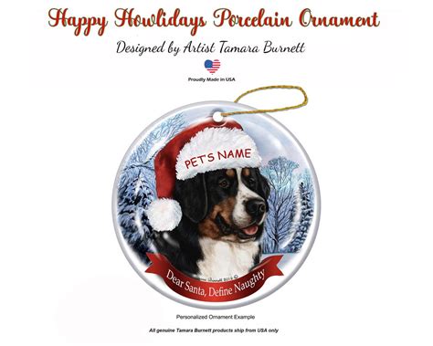 Holiday Pet Ts Bernese Mountain Dog Santa Hat Dog Porcelain Etsy