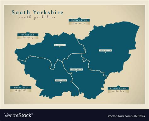 Modern Map South Yorkshire Metropolitan County Vector Image