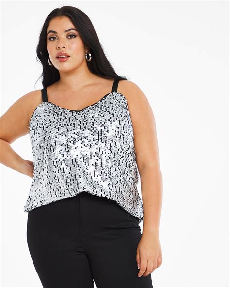 Silver Sequin Cami Simply Be