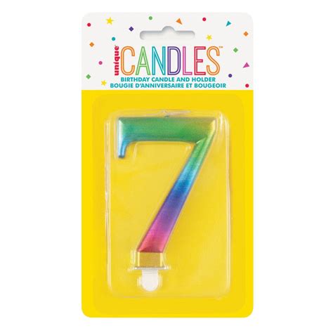 Metallic Rainbow Number 7 Birthday Candle — Sweets N Things
