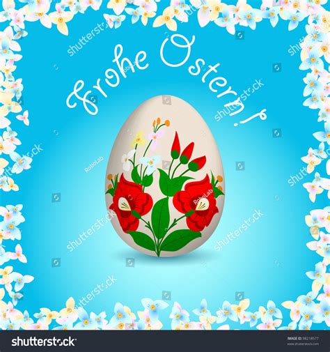 Happy Easter German Text And Painted Easter Egg Stock Vector Illustration 98218577 Shutterstock