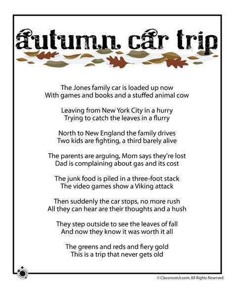 Fall Kids Poems Autumn Car Trip Woo Jr Kids Activities