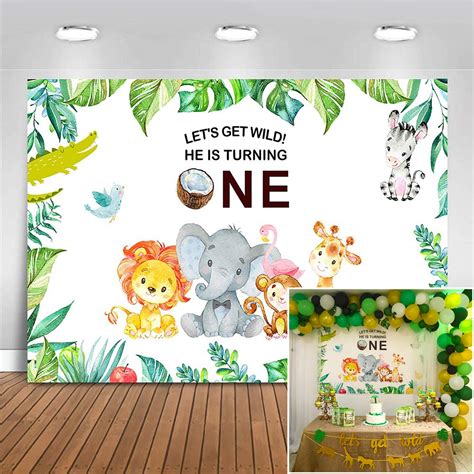 Buy Mehofoto Wild One Backdrop Jungle Safari Animals Birthday