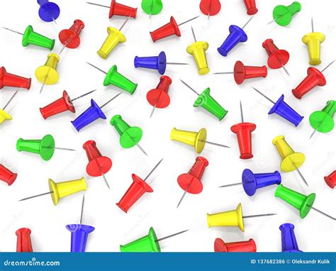 Colored Pins On White Background 3d Stock Illustration Illustration