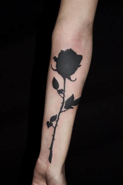 Solid Black Rose Silhouette Tattoo On Forearm By Ben Licata Tattoonow