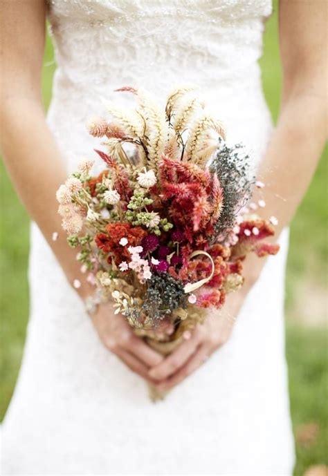 Rustic Wedding Bouquet Inspiration Dried Flowers Sweet Violet Bride