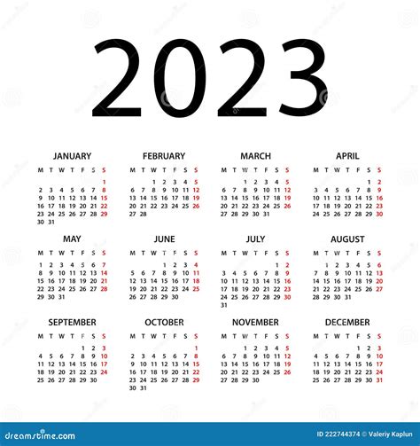 Calendar 2023 Illustration Week Starts On Monday Calendar Set For