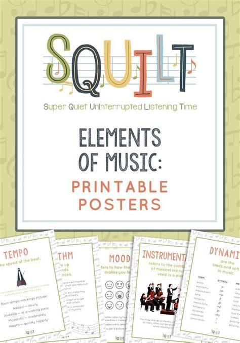 The Printable Poster For Squitts Elements Of Music Is Shown In Four