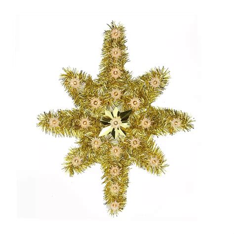 21 Gold Star Of Bethlehem Christmas Tree Topper Clear Lights Color
