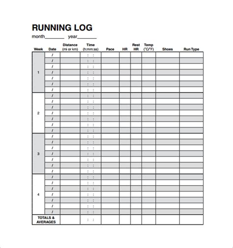 Printable Running Log Pdf Printable Word Searches