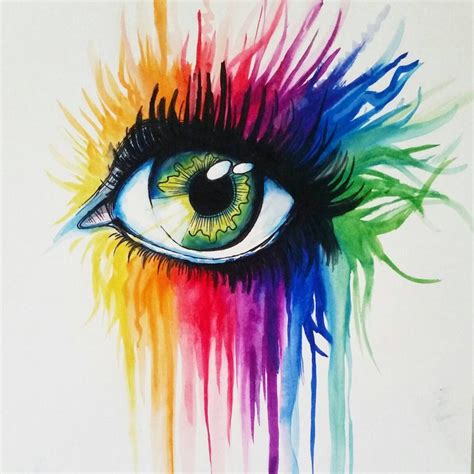 Original Rainbow Themed Eye Art Handmade Watercolor Painting Etsy