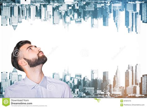 Man On Abstract City Background Stock Image Image Of Real Collar