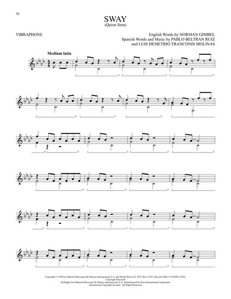 Sway Quien Sera Sheet Music Dean Martin Vibraphone Solo