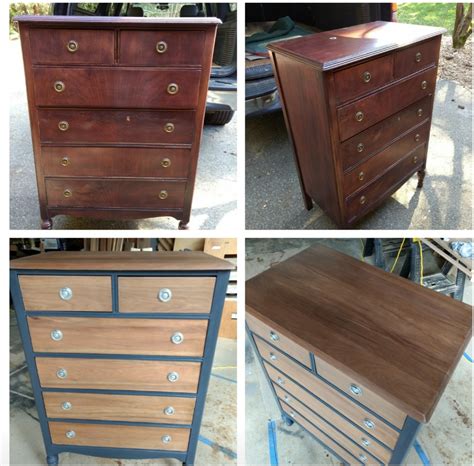 I live in a home with cherry wood stained kitchen cabinets. Stunning Dresser refinish. From drab to fab! Beautiful Cherry wood revealed under the laminate ...