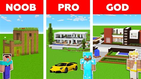 Minecraft Battle Noob Vs Pro Vs God Modern House In Minecraft