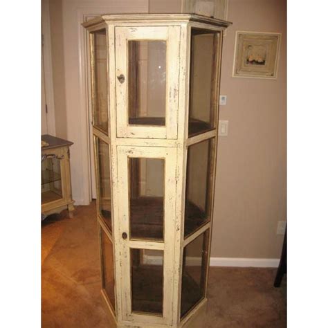 Wood curio cabinet pine table wall shelf display case curved shelves glass 22. Pine Wood Curio Display Cabinet | Chairish