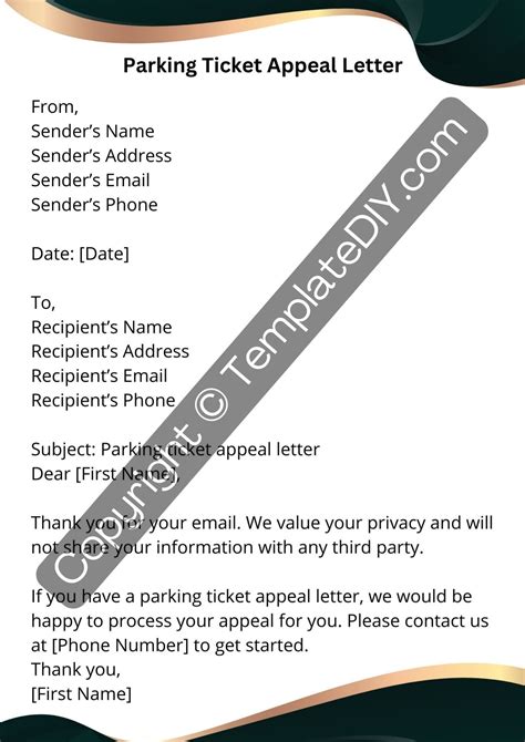 parking ticket appeal letter sample template in pdf and word