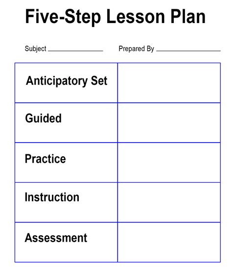 5 Step Lesson Plan Template
