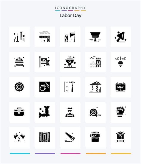 Free Vector Creative Labor Day 25 Glyph Solid Black Icon Pack Such As