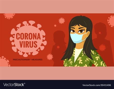 Asian Woman Wearing Surgical Mask Royalty Free Vector Image