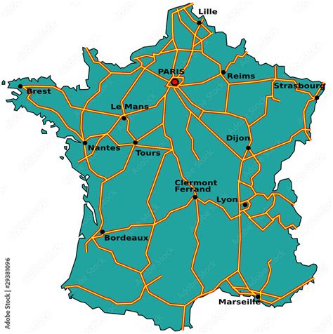Carte Des Autoroutes De France Stock Vector Adobe Stock