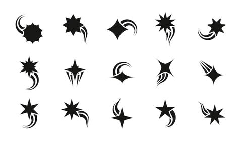 Iconos De Estrellas Fugaces Silueta De Meteorito Y Símbolo De Cometa