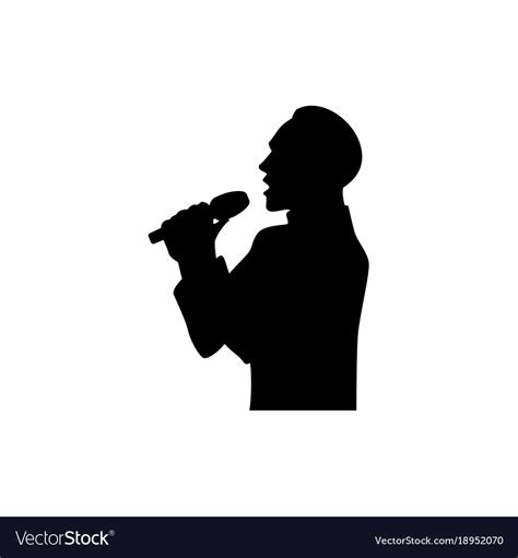 Silhouette Of Singing Man Half Length Portrait Vector Image