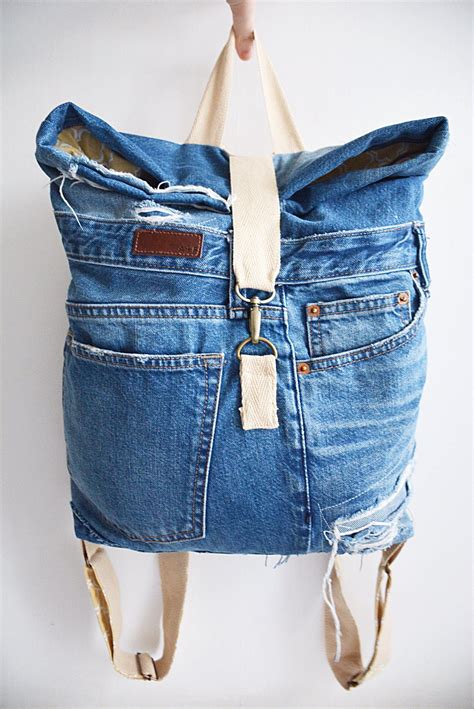 Rucksack Backpack Recycled Denim Jeans Etsy Recycled Denim
