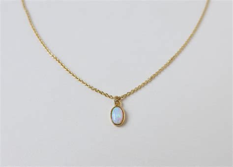 Dainty Opal Necklace Gold Layering Necklace Mother S Day Etsy