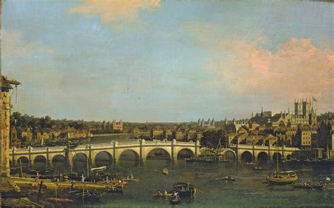 Canaletto London Westminster Bridge Under Repair From The North Private Collection 1697