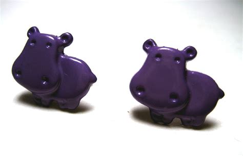 Purple Hippo Stud Post Earrings