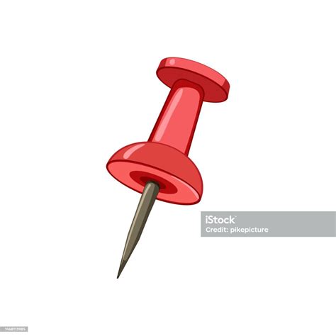 Red Push Pin Cartoon Vektor Illustration Stock Vektor Art Und Mehr